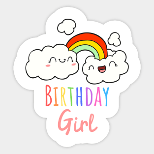 Cute Birthday Girl Rainbow Design Sticker